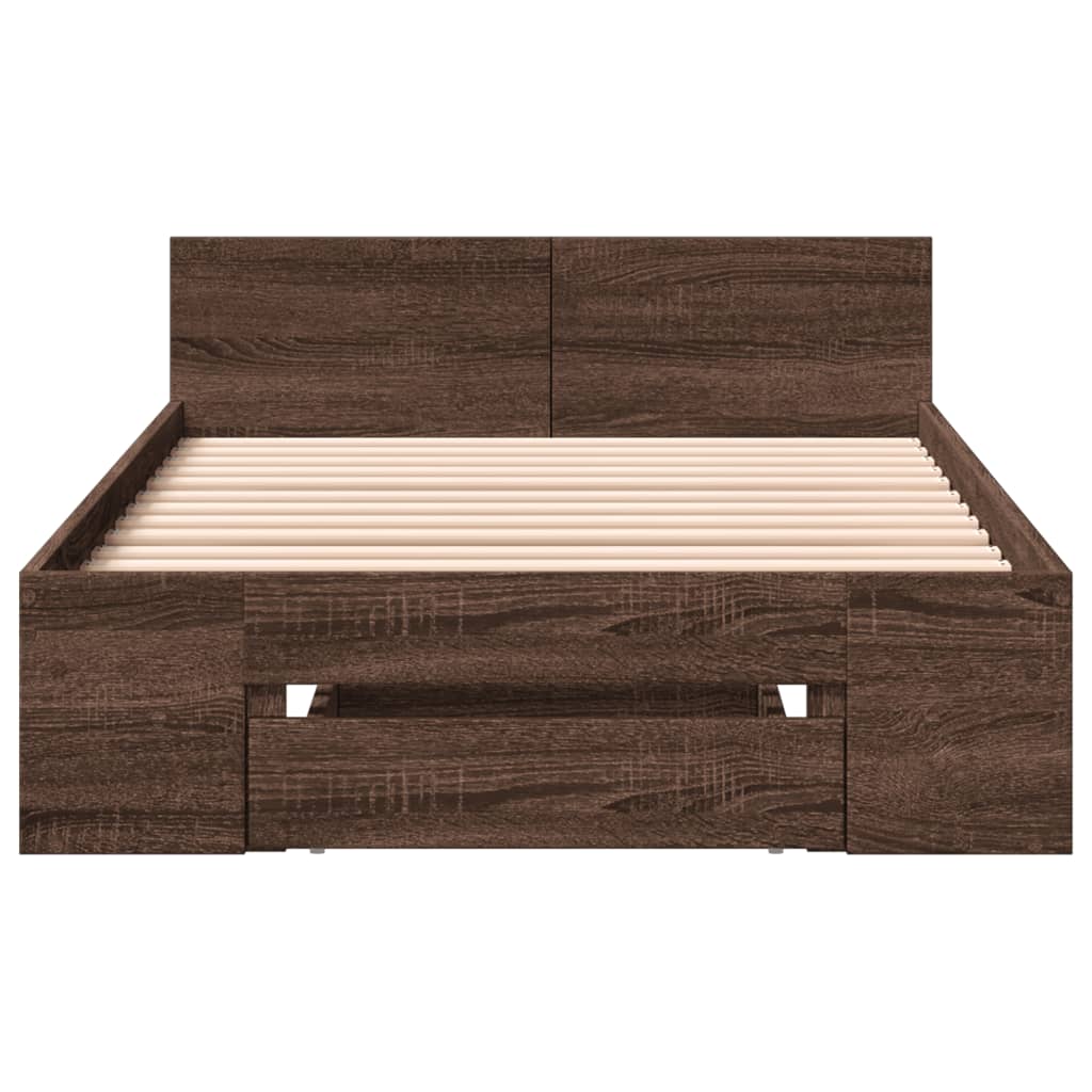 Bed Frame With Drawer Brown Oak 100X200 Cm Engineered Wood