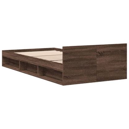 Bed Frame With Drawer Brown Oak 100X200 Cm Engineered Wood