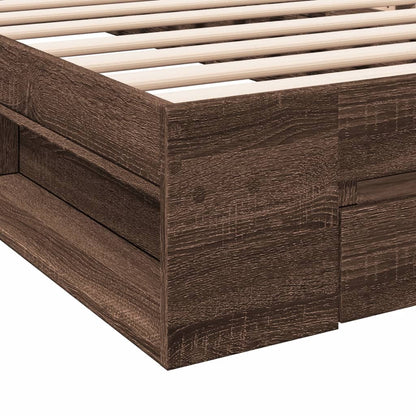 Bed Frame With Drawer Brown Oak 100X200 Cm Engineered Wood