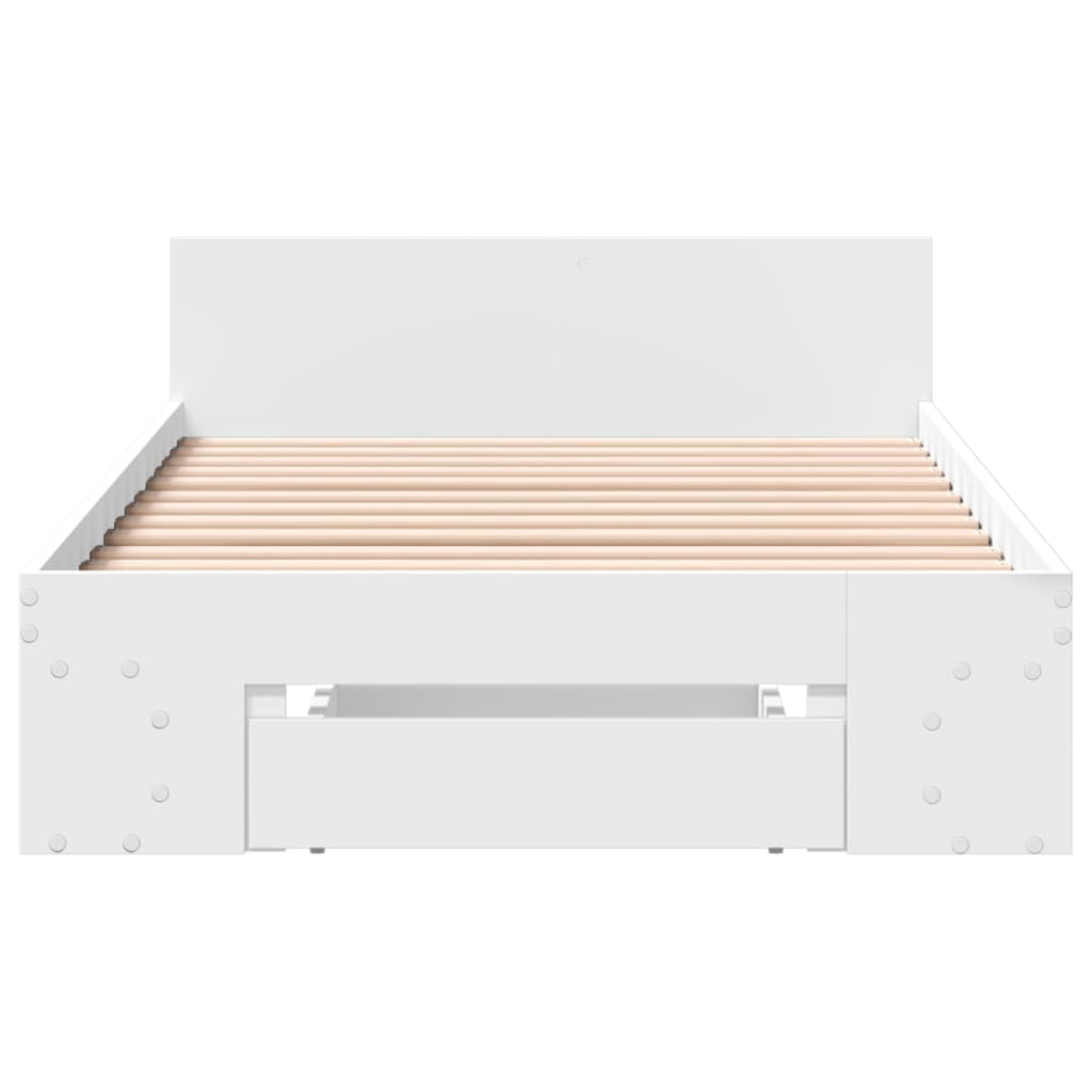 Bed Frame With Drawer White 90X200 Cm Engineered Wood