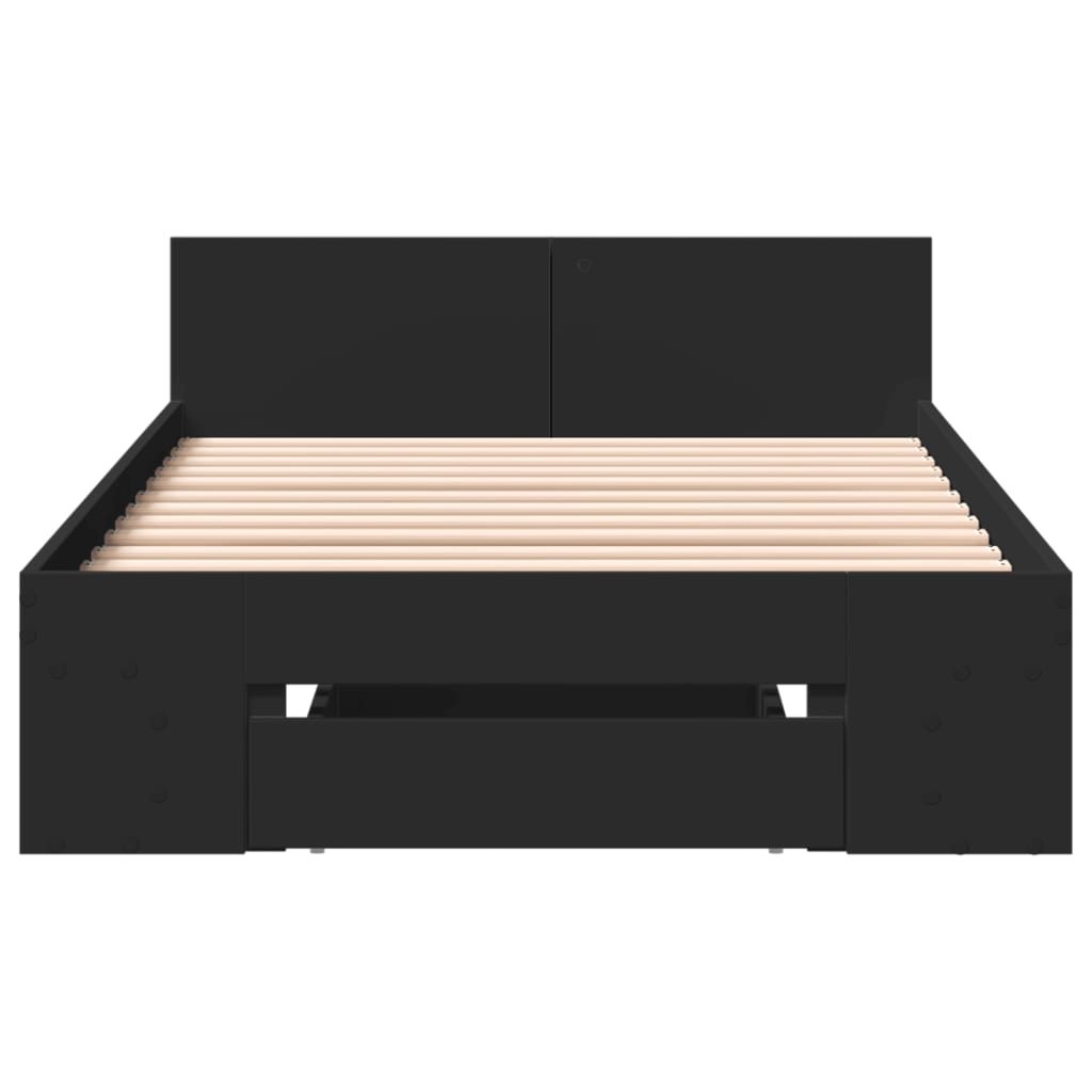 Bed Frame With Drawer Black 75X190 Cm Small Single Engineered Wood