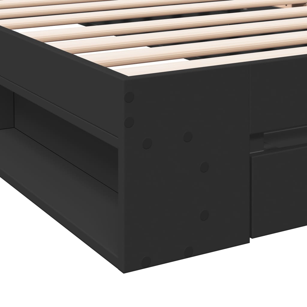 Bed Frame With Drawer Black 75X190 Cm Small Single Engineered Wood