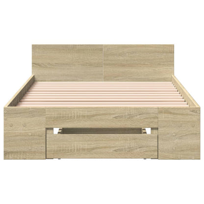 Bed Frame With Drawer Sonoma Oak 75X190 Cm Small Single Engineered Wood