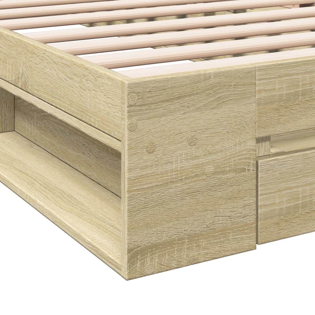 Bed Frame With Drawer Sonoma Oak 75X190 Cm Small Single Engineered Wood