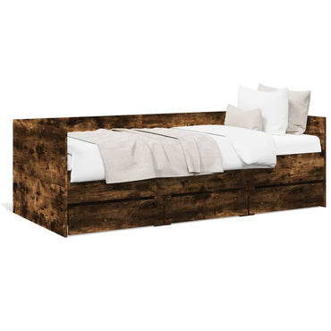 Daybed With Drawers Smoked Oak 100X200 Cm Engineered Wood