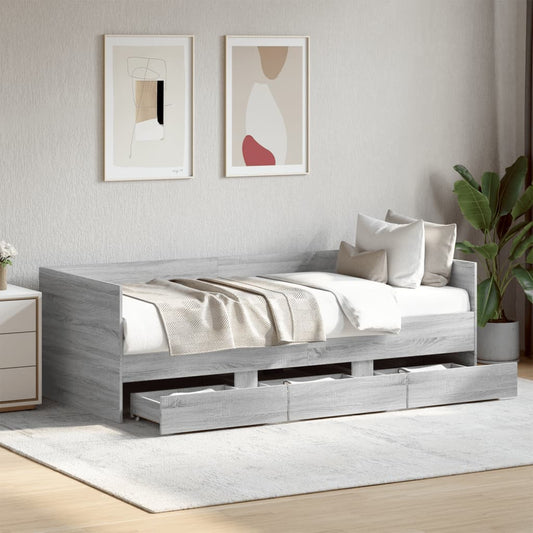 Daybed With Drawers Grey Sonoma 90X200 Cm Engineered Wood