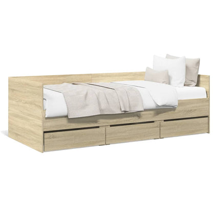 Daybed With Drawers Sonoma Oak 90X190 Cm Engineered Wood