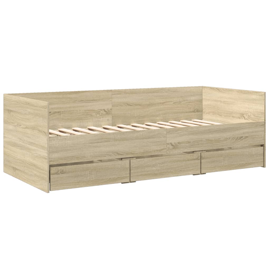 Daybed With Drawers Sonoma Oak 90X190 Cm Engineered Wood