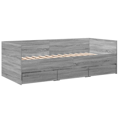 Daybed With Drawers Grey Sonoma 90X190 Cm Engineered Wood