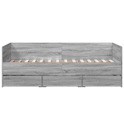 Daybed With Drawers Grey Sonoma 90X190 Cm Engineered Wood