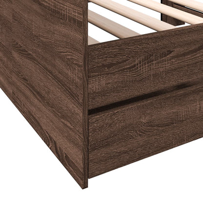 Daybed With Drawers Brown Oak 75X190 Cm Engineered Wood