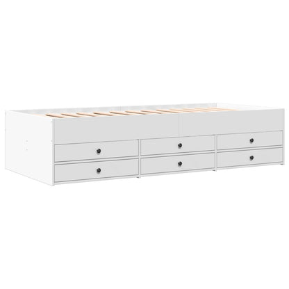 Daybed With Drawers White 100X200 Cm Engineered Wood