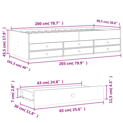 Daybed With Drawers White 100X200 Cm Engineered Wood