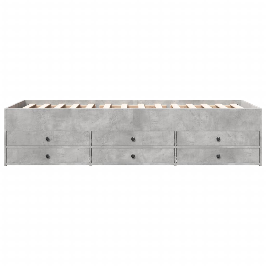 Daybed With Drawers Concrete Grey 100X200 Cm Engineered Wood