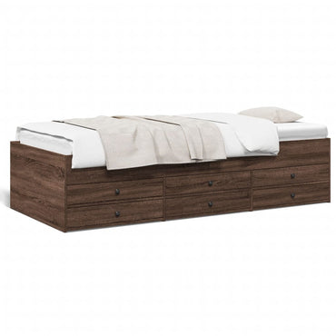 Daybed With Drawers Brown Oak 90X200 Cm Engineered Wood