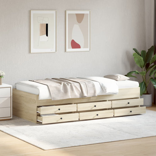 Daybed With Drawers Sonoma Oak 90X190 Cm Engineered Wood