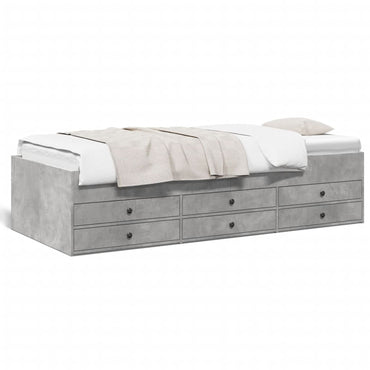 Daybed With Drawers Concrete Grey 75X190 Cm Engineered Wood