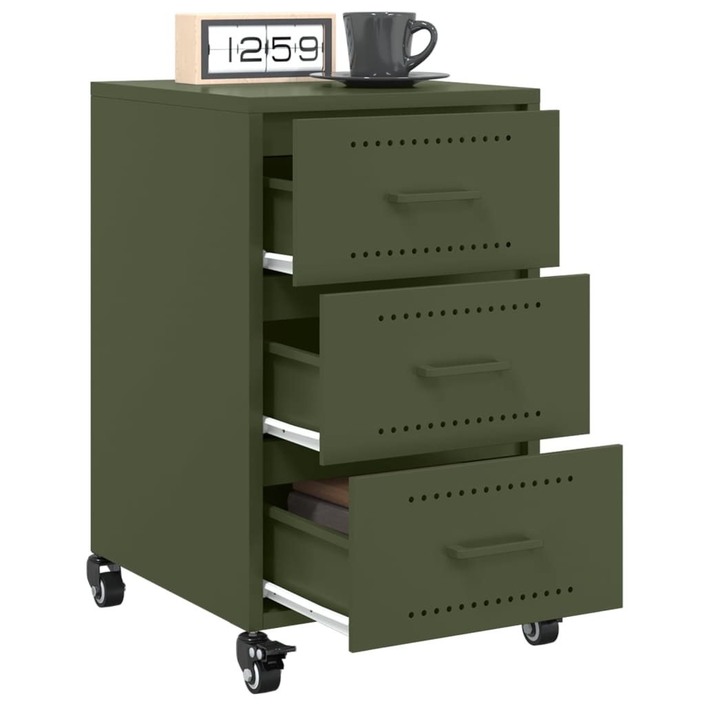 Bedside Cabinet Olive Green 36X39X59 Cm Steel