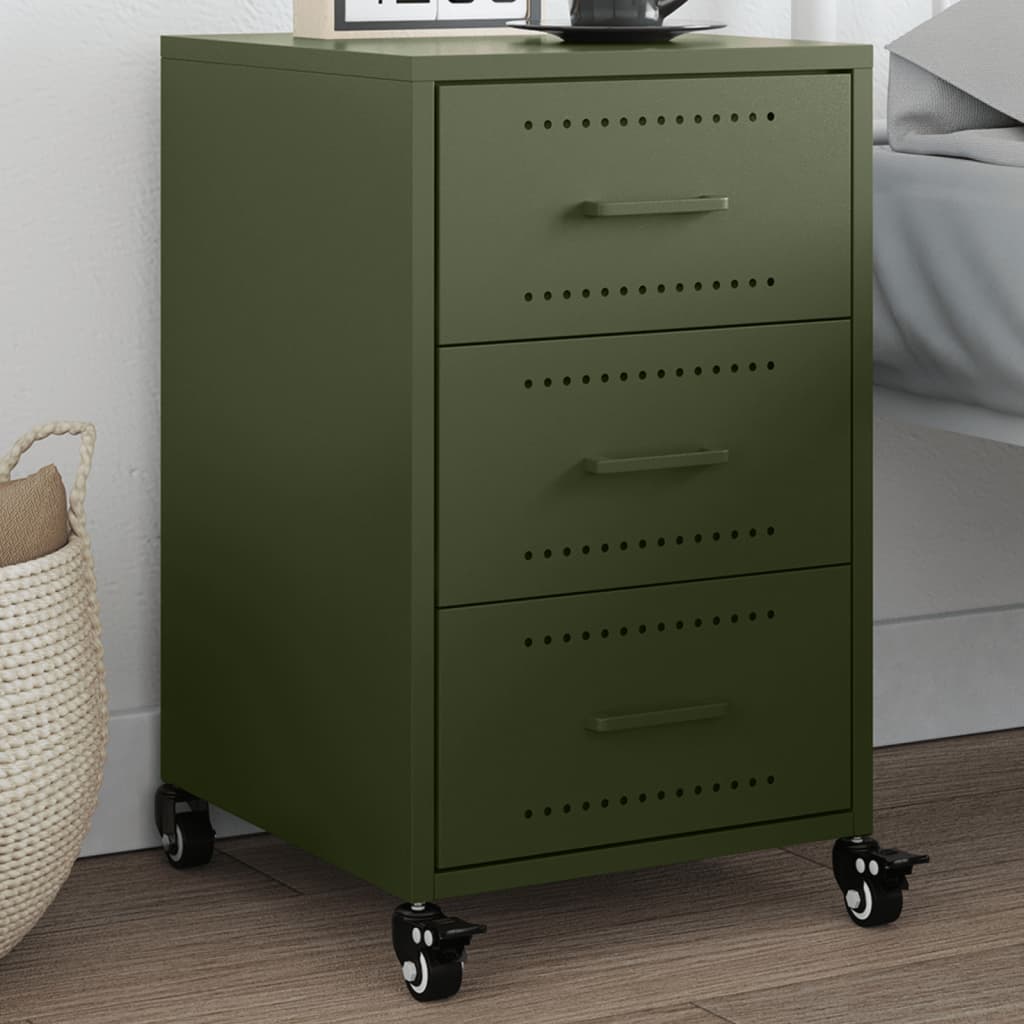 Bedside Cabinet Olive Green 36X39X59 Cm Steel