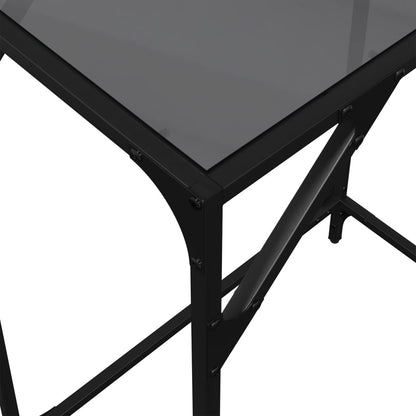 Console Table With Black Glass Top 60X35X81 Cm Steel