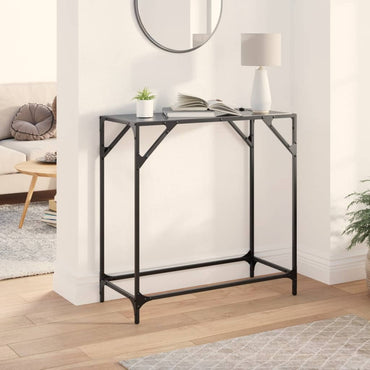 Console Table With Black Glass Top 80X35X81 Cm Steel