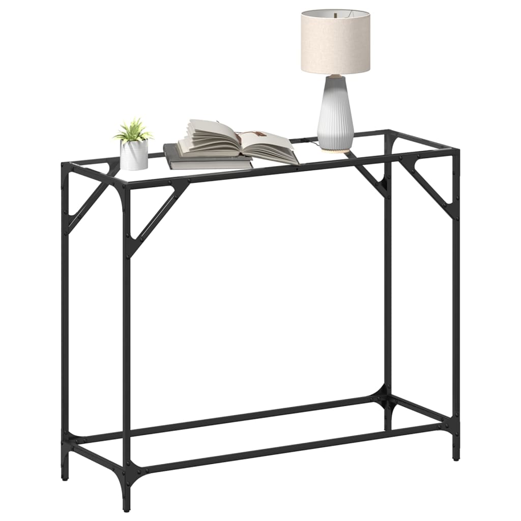 Console Table With Transparent Glass Top 98X35X81 Cm Steel