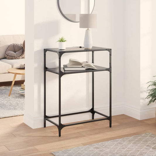 Console Table With Black Glass Top 60X35X81 Cm Steel