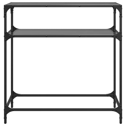 Console Table With Black Glass Top 80X35X81 Cm Steel