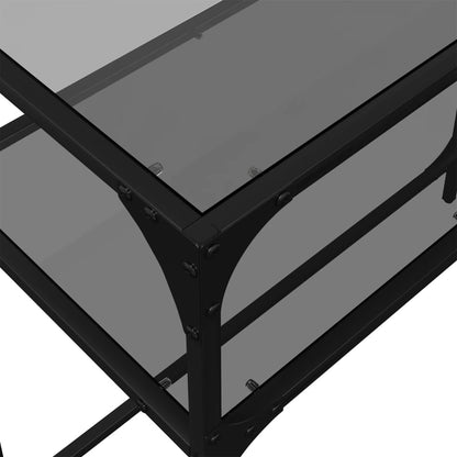 Console Table With Black Glass Top 80X35X81 Cm Steel