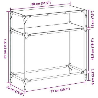 Console Table With Black Glass Top 80X35X81 Cm Steel