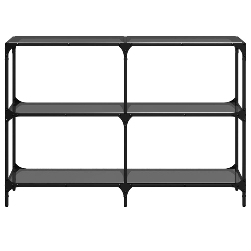 Console Table With Black Glass Top 118.5X30X81 Cm Steel