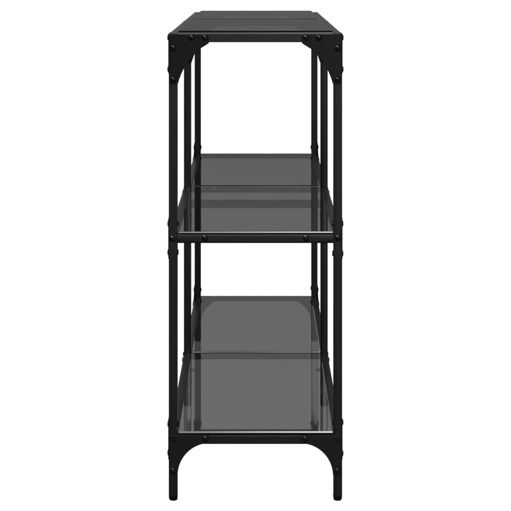 Console Table With Black Glass Top 118.5X30X81 Cm Steel