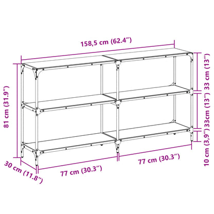 Console Table With Black Glass Top 158.5X30X81 Cm Steel