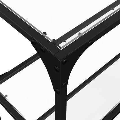 Console Table With Transparent Glass Top 194.5X30X81 Cm Steel