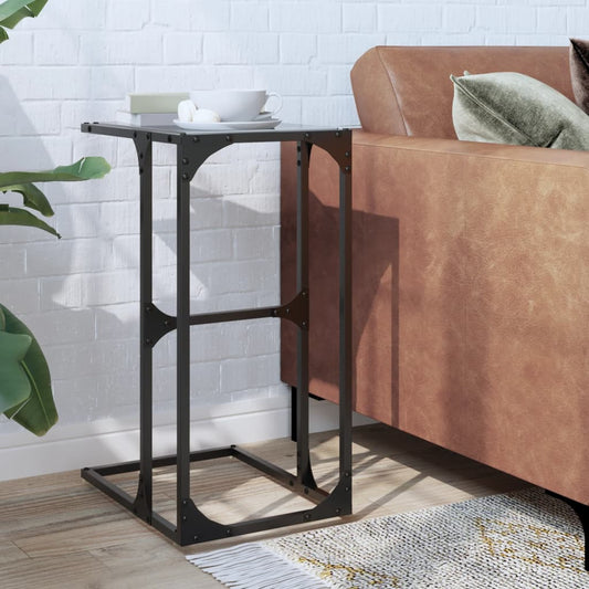 Side Table With Black Glass 40X30X61.5 Cm Steel