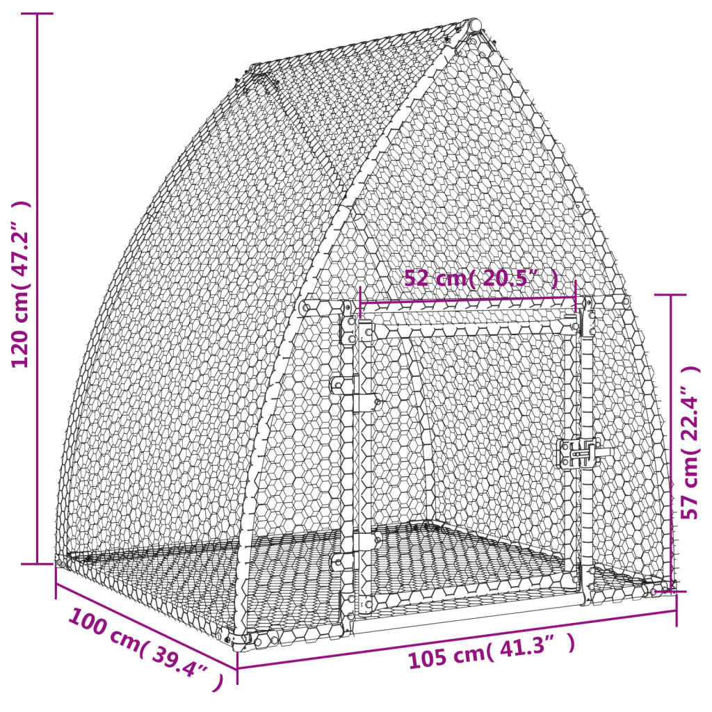 Rabbit Hutch Silver 100X105X120 Cm Galvanised Steel