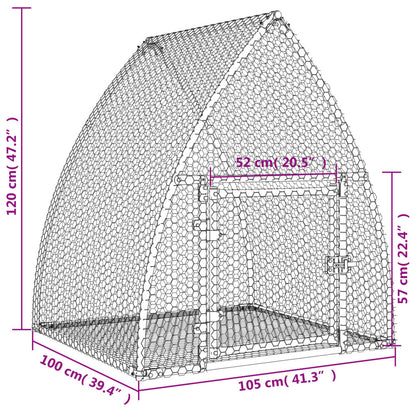 Rabbit Hutch Silver 100X105X120 Cm Galvanised Steel