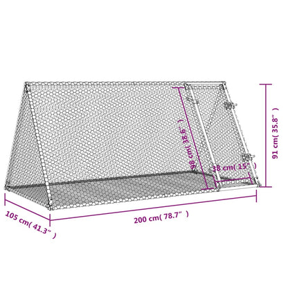 Rabbit Hutch Silver 200X105X91 Cm Galvanised Steel