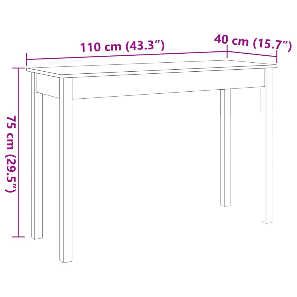 Console Table Wax Brown 110X40X75 Cm Solid Wood Pine