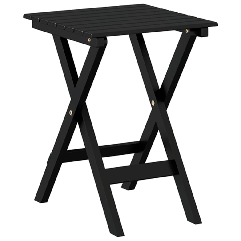 Side Table Foldable Black Solid Wood Poplar