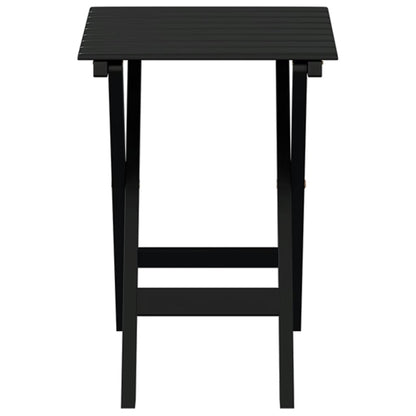 Side Table Foldable Black Solid Wood Poplar