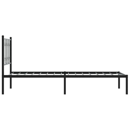 Metal Bed Frame Without Mattress With Headboard Black 75X190Cm