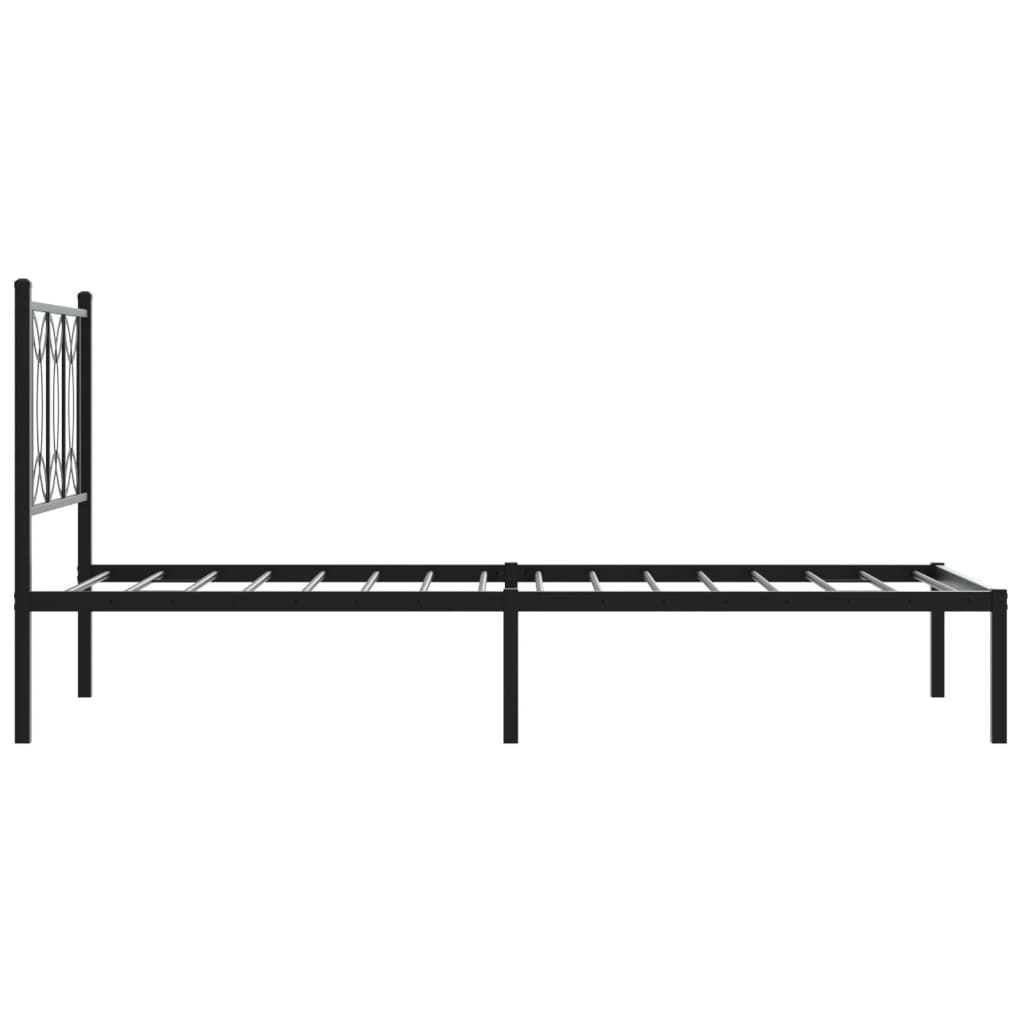 Metal Bed Frame Without Mattress With Headboard Black 80X200Cm