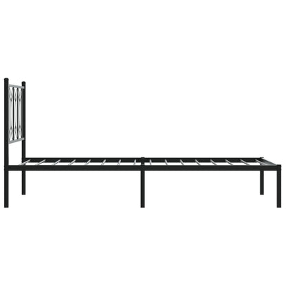 Metal Bed Frame Without Mattress With Headboard Black 90X200Cm