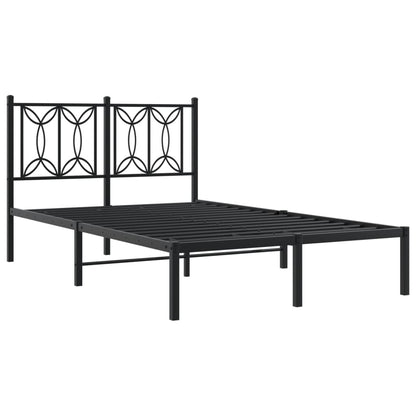 Metal Bed Frame Without Mattress With Headboard Black 120X190Cm