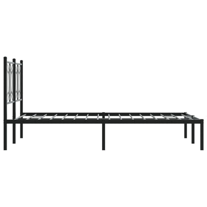 Metal Bed Frame Without Mattress With Headboard Black 120X190Cm