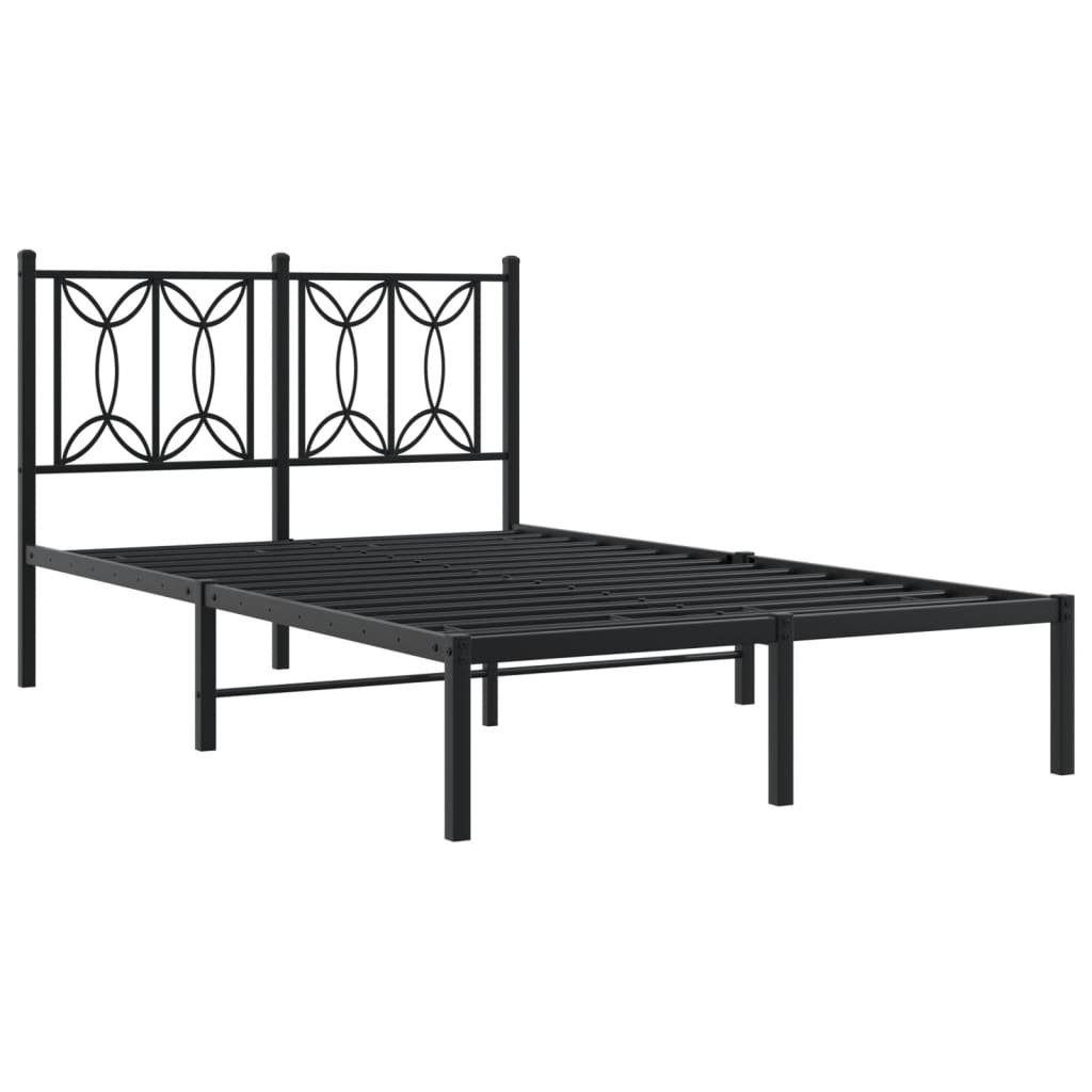 Metal Bed Frame Without Mattress With Headboard Black 120X200Cm