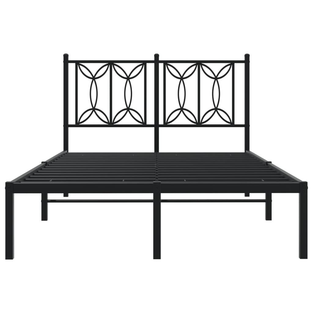 Metal Bed Frame Without Mattress With Headboard Black 120X200Cm