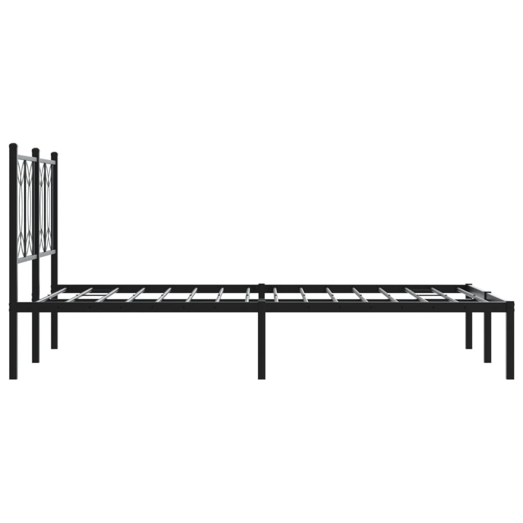 Metal Bed Frame Without Mattress With Headboard Black 120X200Cm