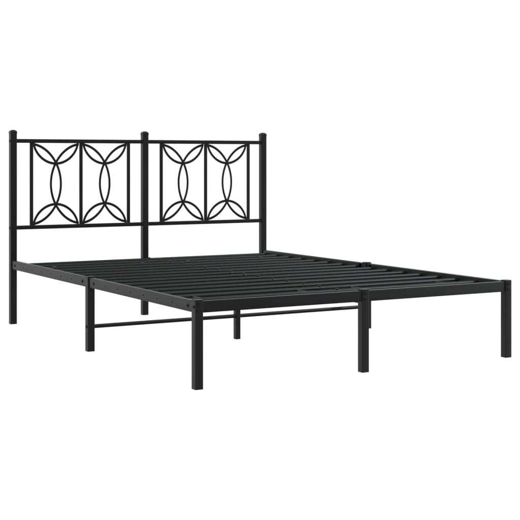 Metal Bed Frame Without Mattress With Headboard Black 140X200Cm